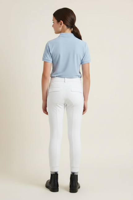 Pantalon Équitation Blanc Enfant Silicone Stretch - Polyester - vue 2