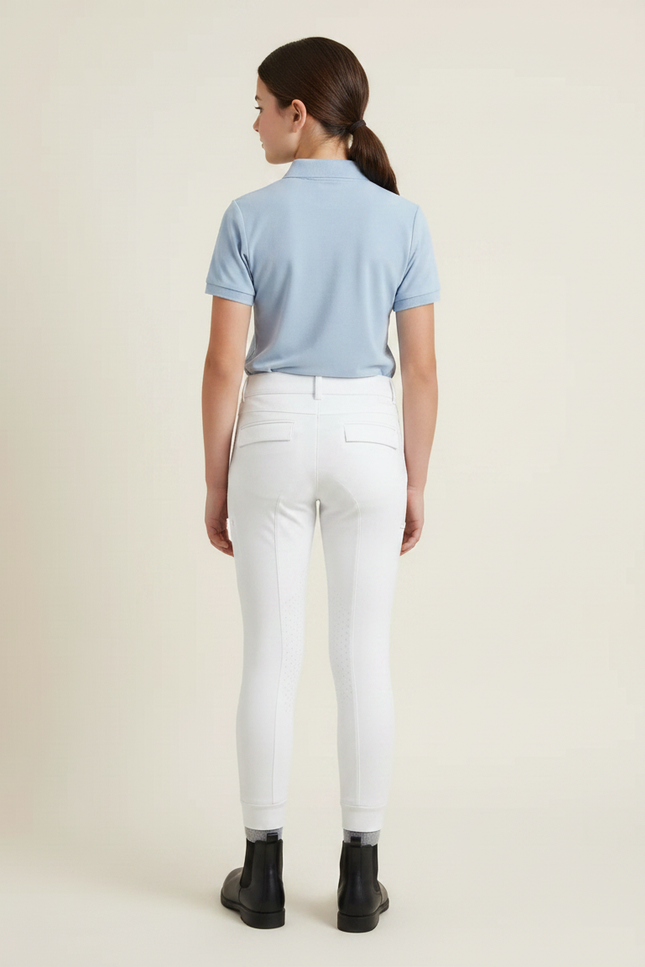 Pantalon Équitation Blanc Enfant Silicone Stretch - Polyester - vue 2