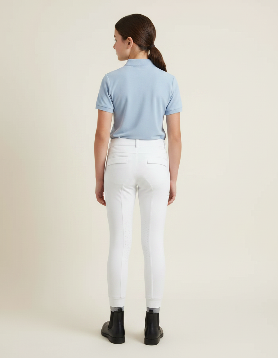 Pantalon Équitation Blanc Enfant Silicone Stretch - Polyester - vue 2