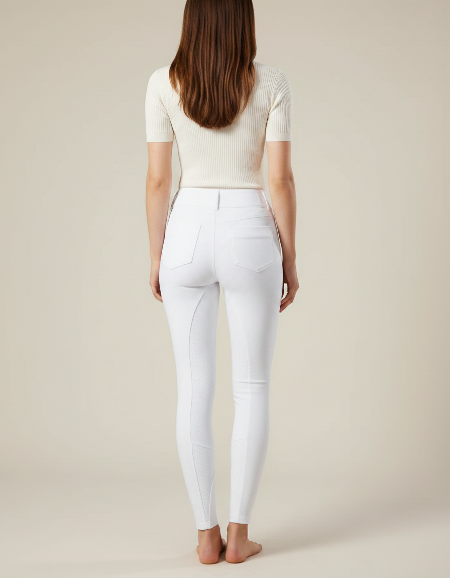 Pantalon Équitation Blanc Femme Silicone Taille Haute - Polyester - vue 2