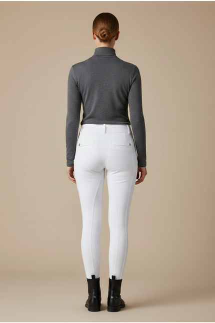 Pantalon Équitation Blanc Silicone Adhérent Poches Femme - Polyester - vue 2
