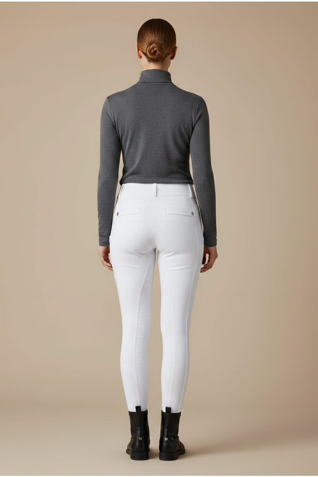 Pantalon Équitation Blanc Silicone Adhérent Poches Femme - Polyester - vue 2