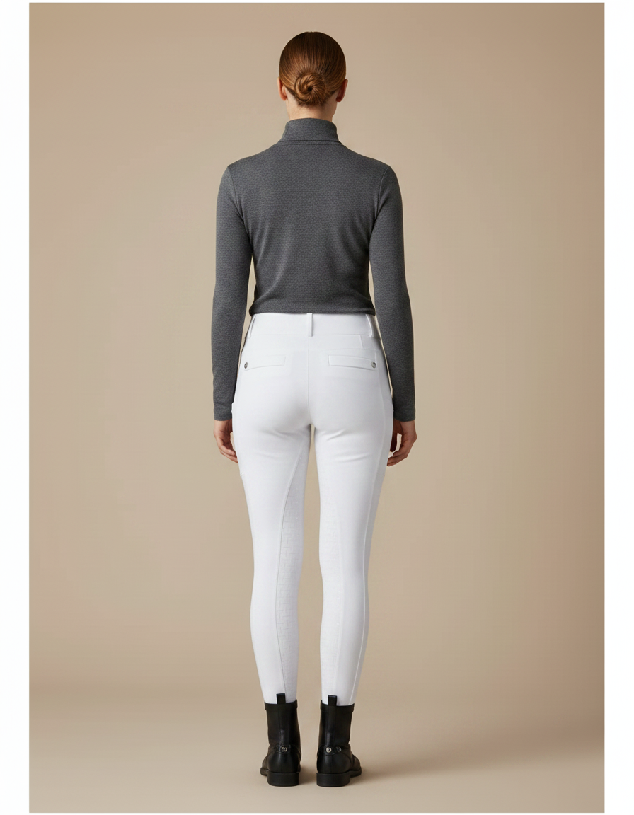 Pantalon Équitation Blanc Silicone Adhérent Poches Femme - Polyester - vue 2