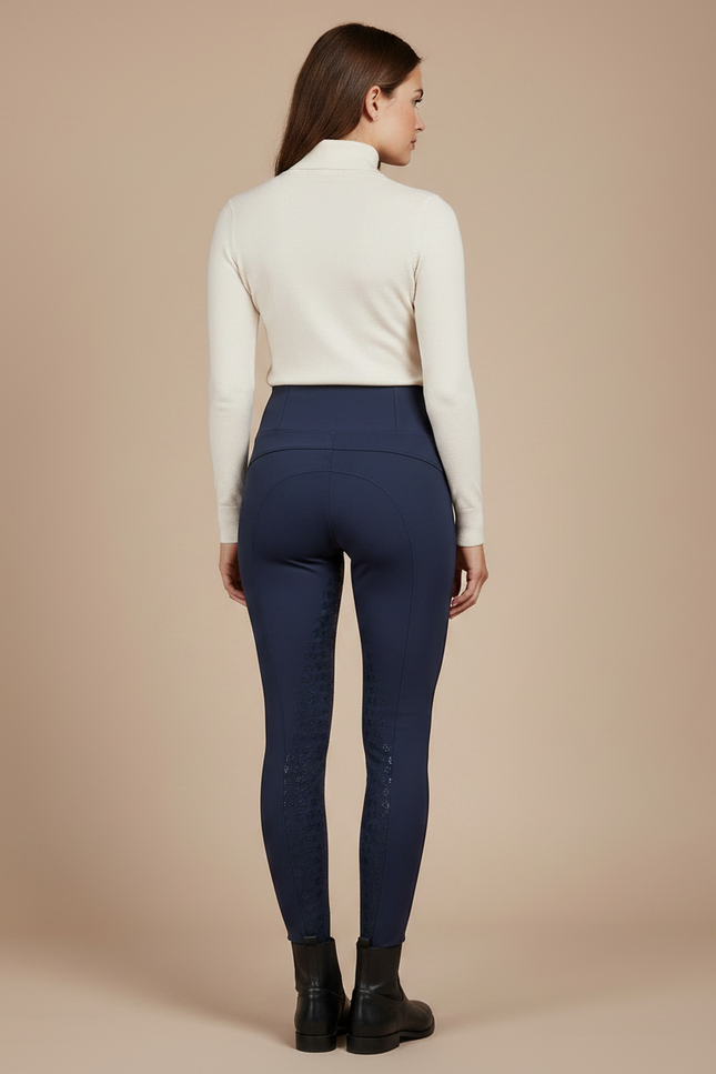 Pantalon Équitation Marine Femme Silicone Poches Latérales - Polyester - vue 2
