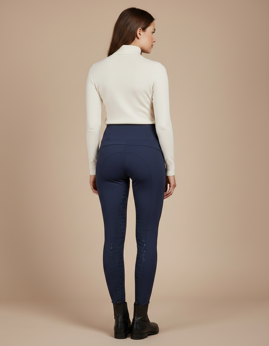 Pantalon Équitation Marine Femme Silicone Poches Latérales - Polyester - vue 2
