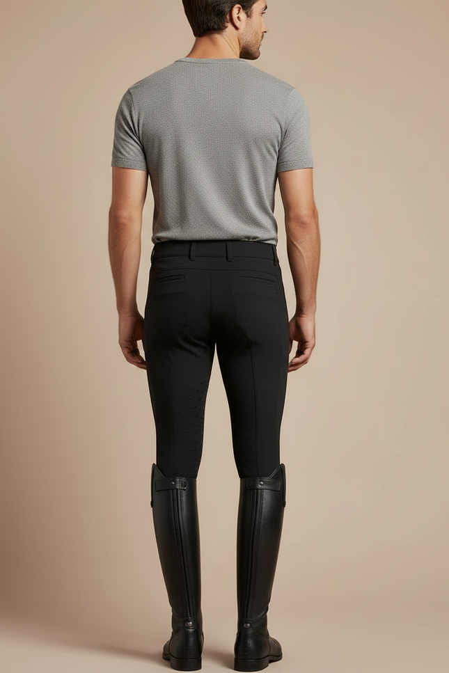 Pantalon Équitation Noir Homme Silicone Stretch Ajusté - Polyester - vue 2