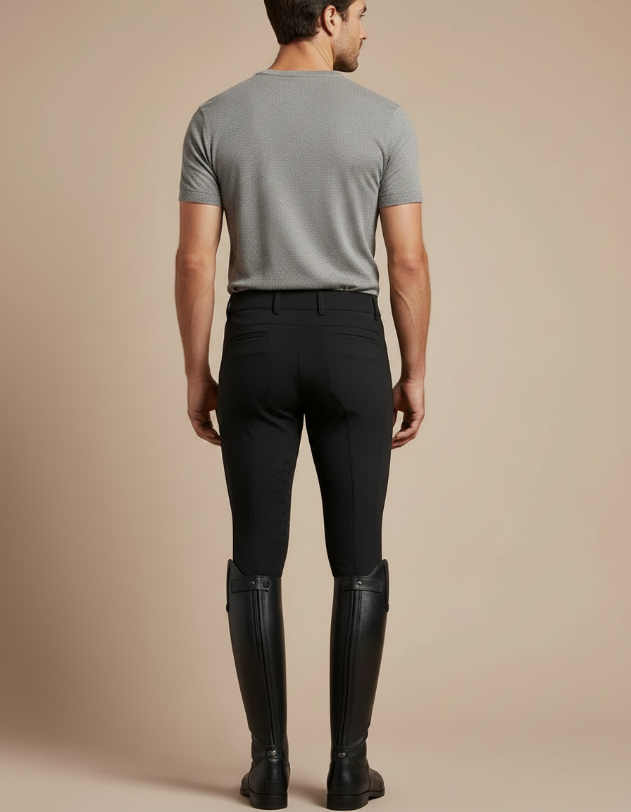 Pantalon Équitation Noir Homme Silicone Stretch Ajusté - Polyester - vue 2