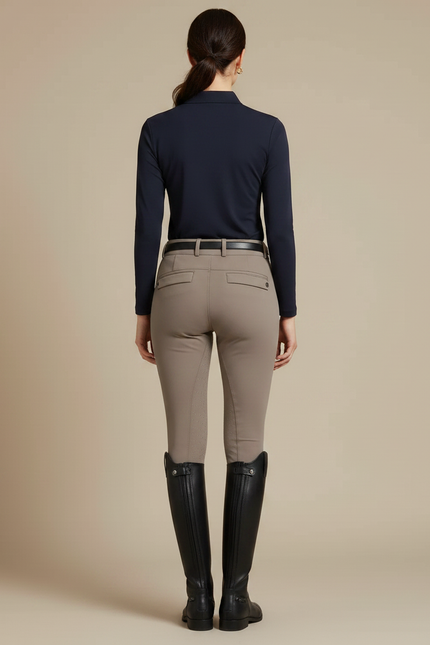 Pantalon Équitation Femme Beige Silicone Ajusté Élégant - Polyester - vue 2