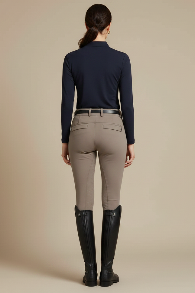Pantalon Équitation Femme Beige Silicone Ajusté Élégant - Polyester - vue 2