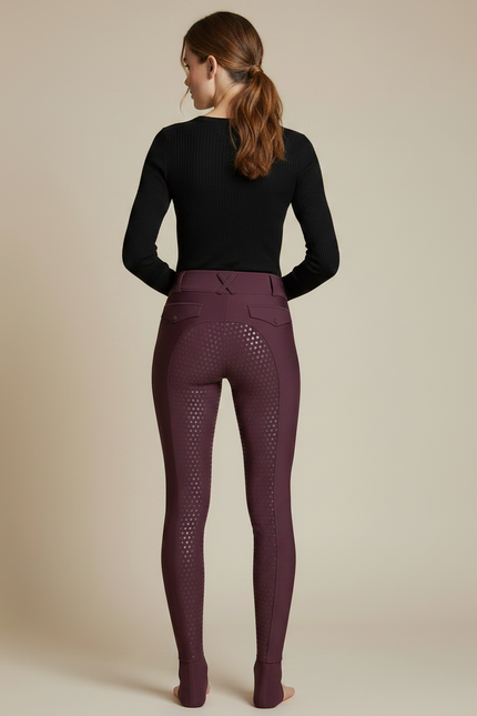 Pantalon Équitation Bordeaux Femme Silicone Ajusté Confortable - Polyester - vue 2