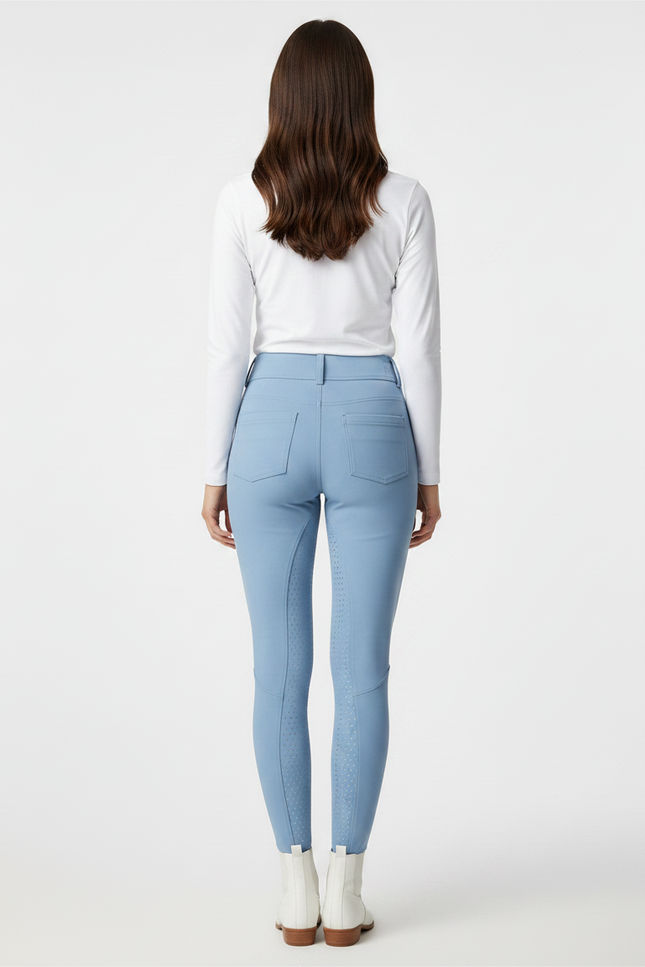 Pantalon Équitation Bleu Femme Silicone Ajusté Confortable - Polyester - vue 2