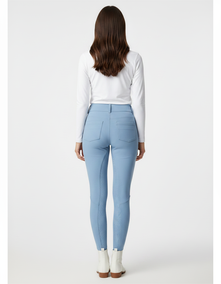 Pantalon Équitation Bleu Femme Silicone Ajusté Confortable - Polyester - vue 2