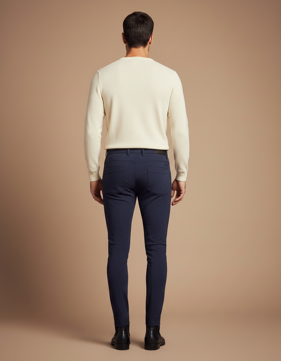 Pantalon Équitation Marine Homme Adhérent Stretch Ajusté - Polyester - vue 2