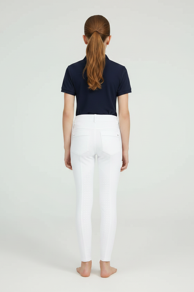 Pantalon Équitation Blanc Silicone Enfant Stretch Ajusté - Polyester - vue 2