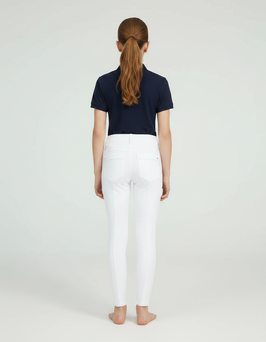 Pantalon Équitation Blanc Silicone Enfant Stretch Ajusté - Polyester - vue 2