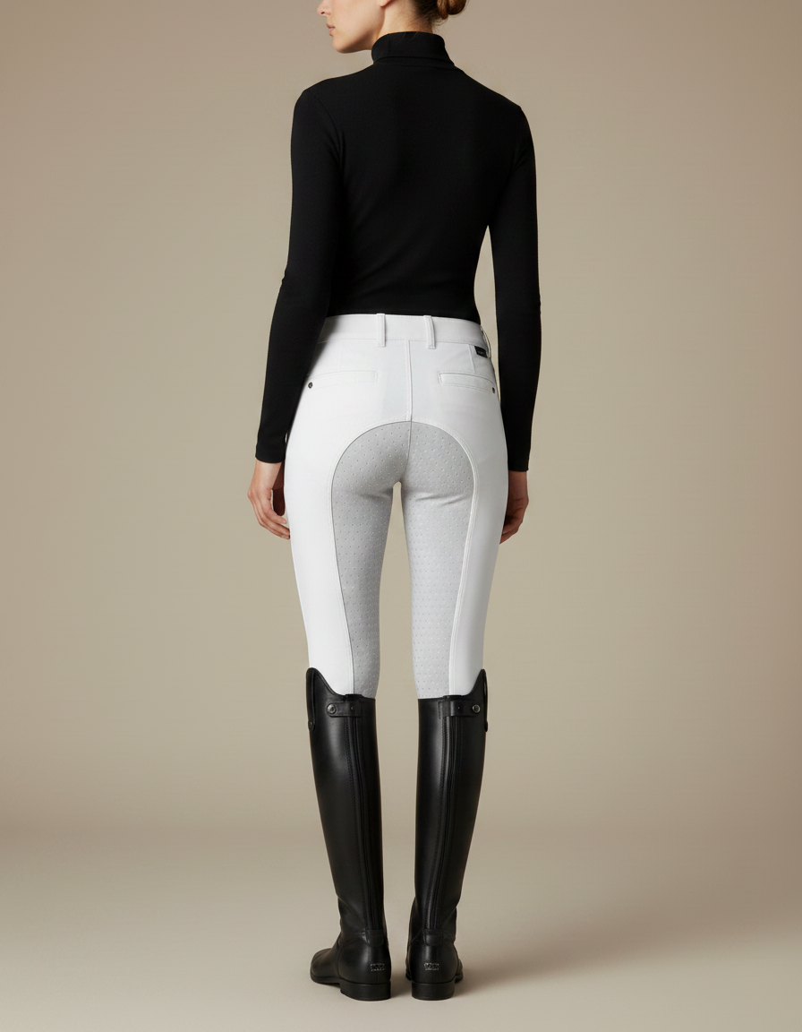 Pantalon Équitation Blanc Femme Silicone Ajusté Confort - Polyester - vue 2