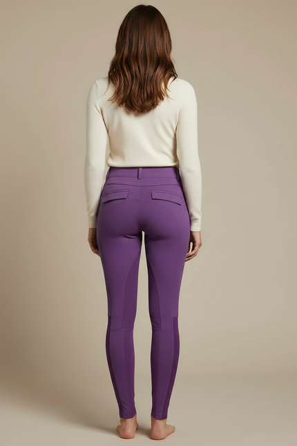 Pantalon Équitation Violet Femme Ajusté Grip Latéral - Polyester - vue 2