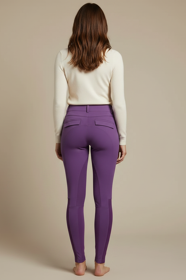 Pantalon Équitation Violet Femme Ajusté Grip Latéral - Polyester - vue 2