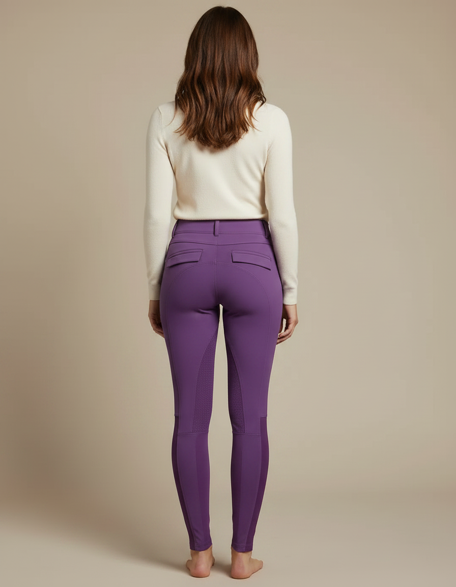 Pantalon Équitation Violet Femme Ajusté Grip Latéral - Polyester - vue 2