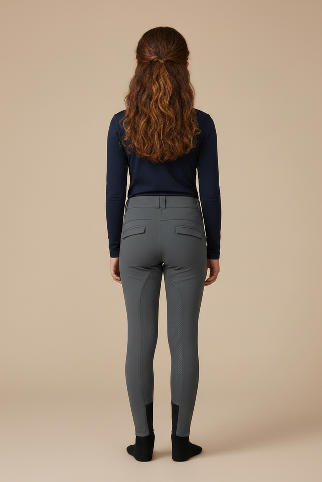 Pantalon Équitation Gris Enfant Silicone Adhérent Confortable - Polyester - vue 2