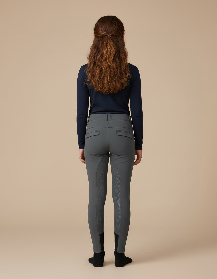Pantalon Équitation Gris Enfant Silicone Adhérent Confortable - Polyester - vue 2