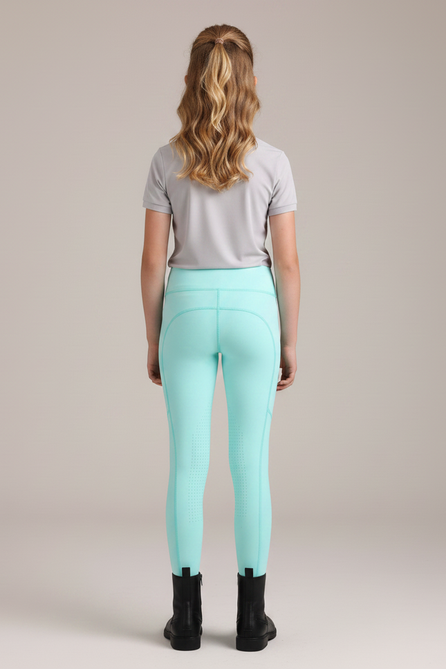 Pantalon Équitation Enfant Silicone Respirant Turquoise - Bleu Polyester - vue 2