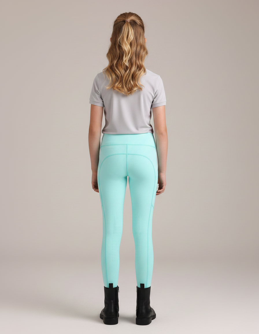 Pantalon Équitation Enfant Silicone Respirant Turquoise - Bleu Polyester - vue 2