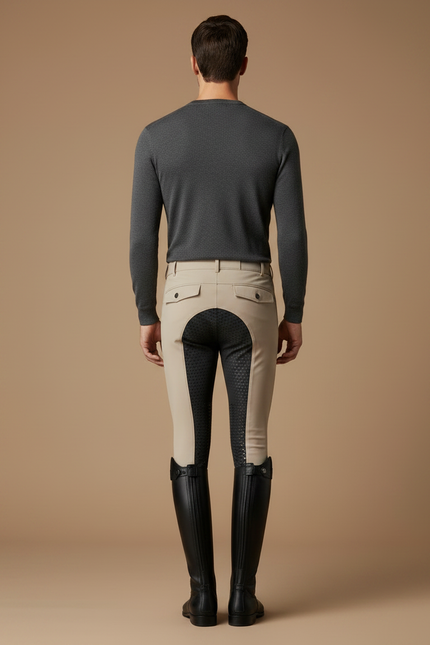 Pantalon Équitation Beige Homme Adhérent Stretch Élégant - Polyester - vue 2