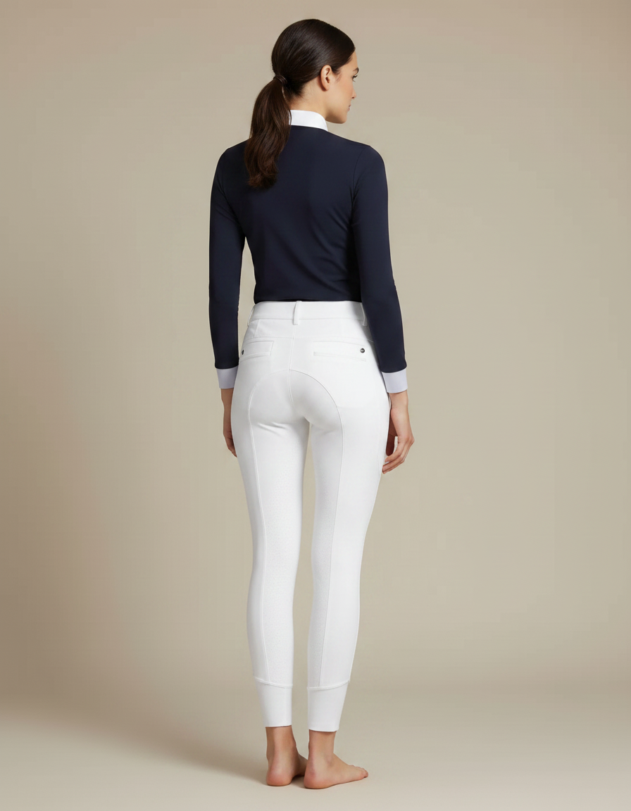 Pantalon Équitation Blanc Ajusté Silicone Femme Élégant - Polyester - vue 2