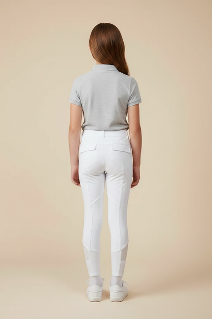 Pantalon Équitation Blanc Enfant Silicone Adhérent Confortable - Polyester - vue 2
