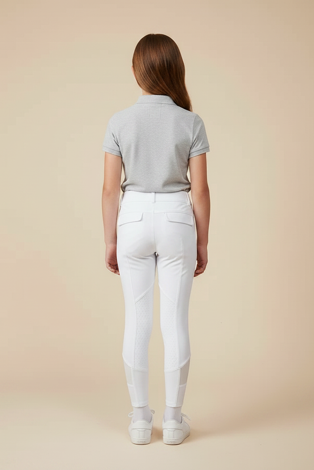 Pantalon Équitation Blanc Enfant Silicone Adhérent Confortable - Polyester - vue 2