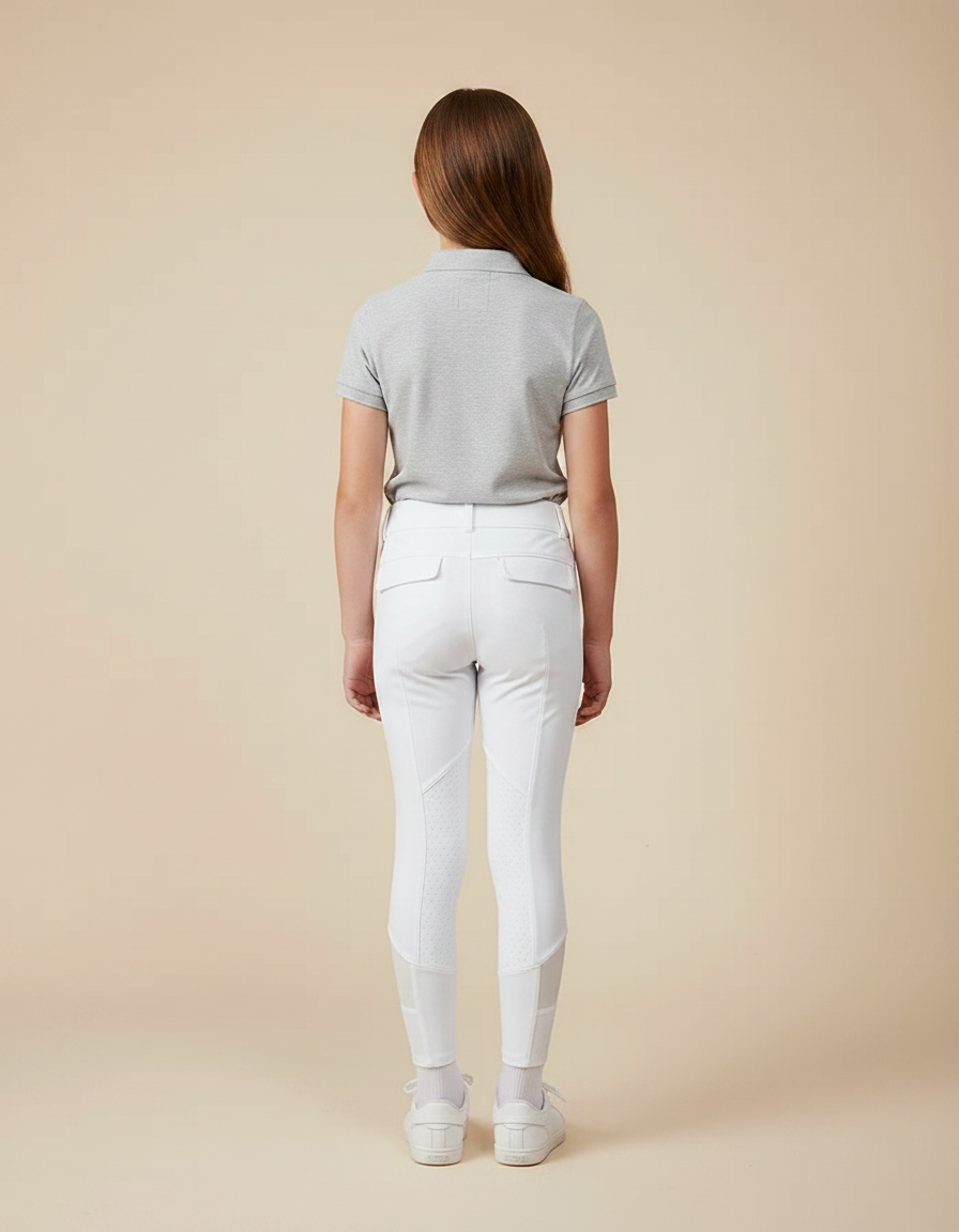 Pantalon Équitation Blanc Enfant Silicone Adhérent Confortable - Polyester - vue 2
