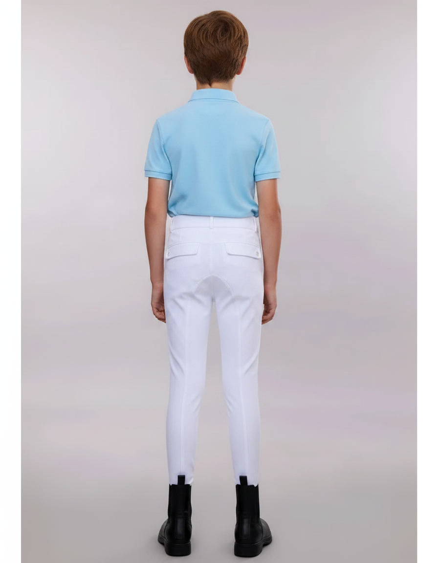 Pantalon Équitation Blanc Enfant Ajusté Confortable - Polyester - vue 2
