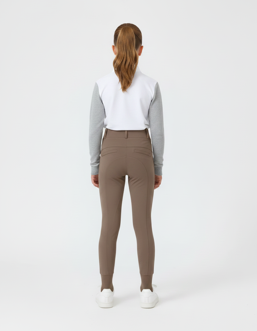 Pantalon Équitation Marron Enfant Silicone Ajusté Confortable - Polyester - vue 2