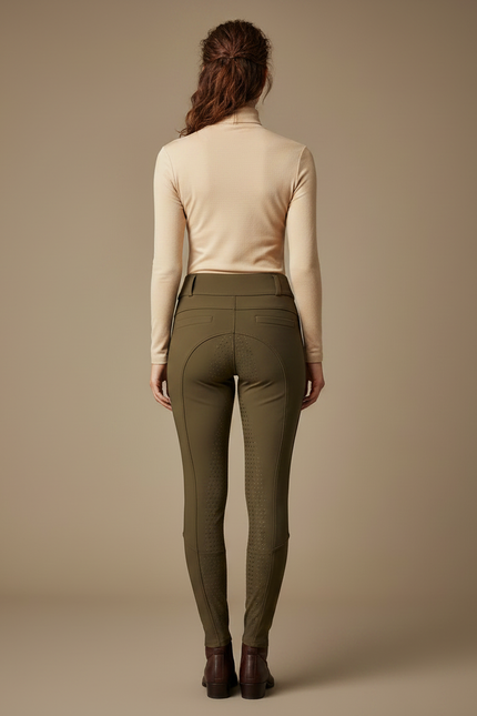 Pantalon Équitation Kaki Silicone Ajusté Poches Femme - Polyester - vue 2