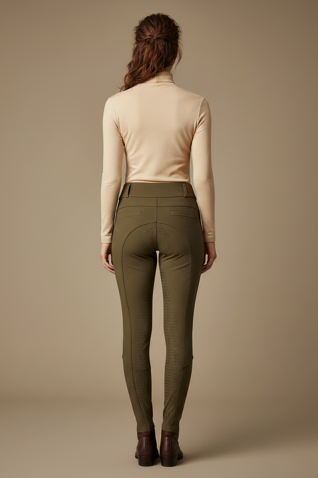 Pantalon Équitation Kaki Silicone Ajusté Poches Femme - Polyester - vue 2