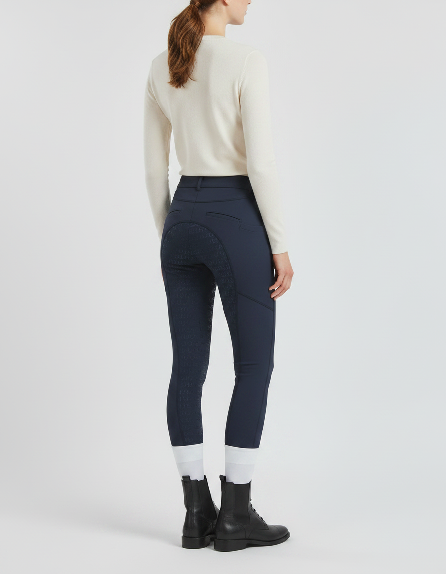 Pantalon Équitation Marine Silicone Ajusté Stretch Respirant - Polyester - vue 2