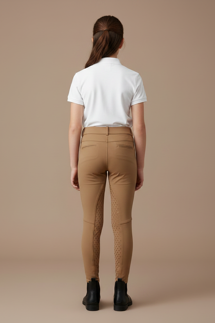 Pantalon Équitation Marron Enfant Silicone Confortable Ajusté - Camel Polyester - vue 2