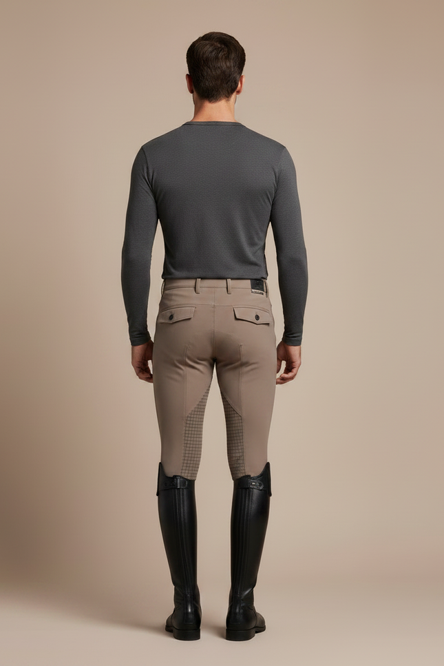 Pantalon Équitation Homme Beige Silicone Quadrillé Ajusté - Polyester - vue 2