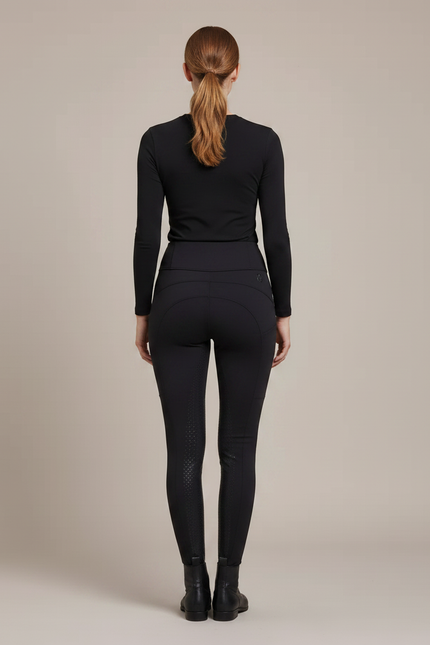 Pantalon Équitation Noir Silicone Ajusté Stretch Femme - Polyester - vue 2