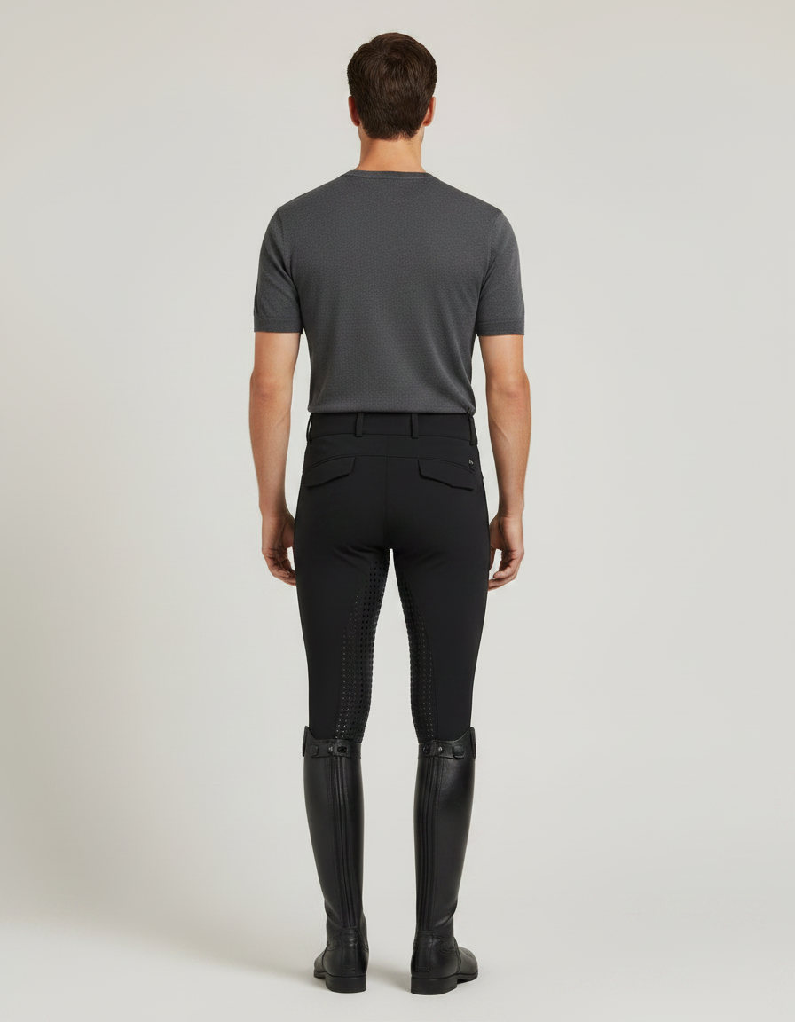 Pantalon Équitation Noir Silicone Homme Ajusté Résistant - Polyester - vue 2