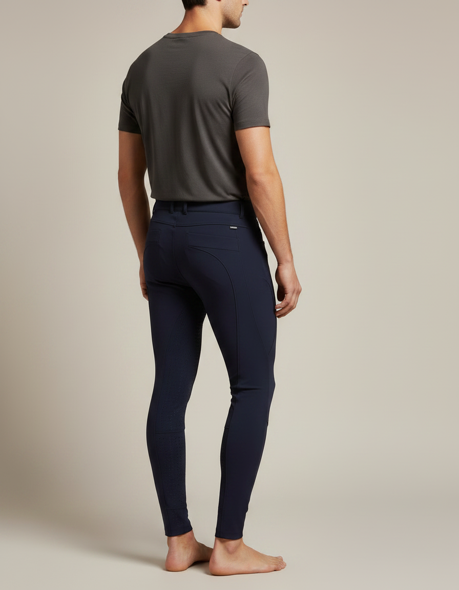 Pantalon Équitation Marine Homme Silicone Ajusté Stretch - Polyester - vue 2