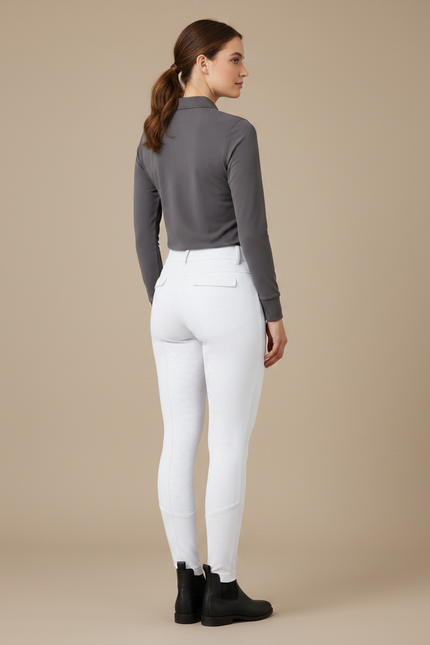 Pantalon Équitation Blanc Femme Silicone Élégant Ajusté - Polyester - vue 2