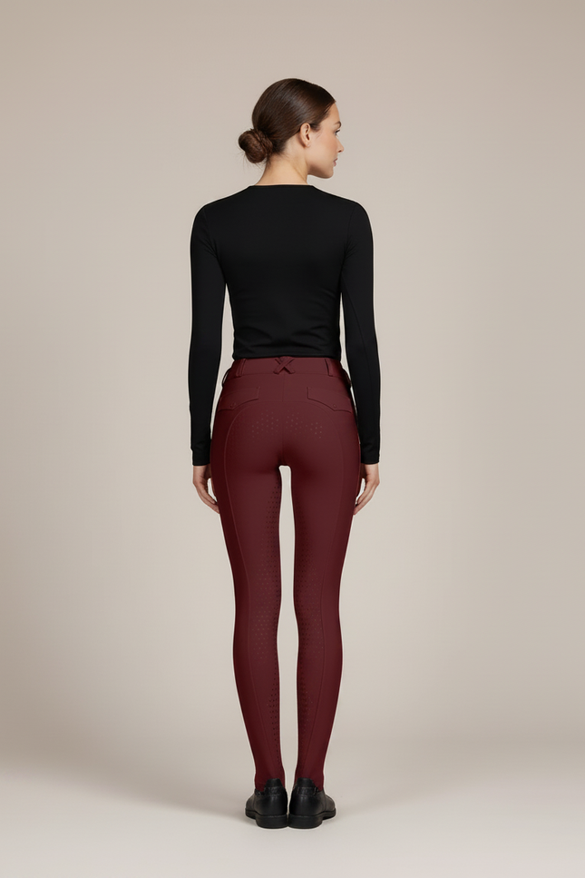 Pantalon Équitation Bordeaux Silicone Ajusté Femme Élégant - Polyester - vue 2