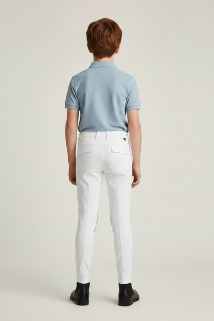 Pantalon Équitation Blanc Silicone Garçon Ajusté - Polyester - vue 2
