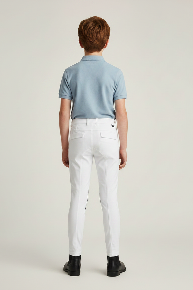 Pantalon Équitation Blanc Silicone Garçon Ajusté - Polyester - vue 2