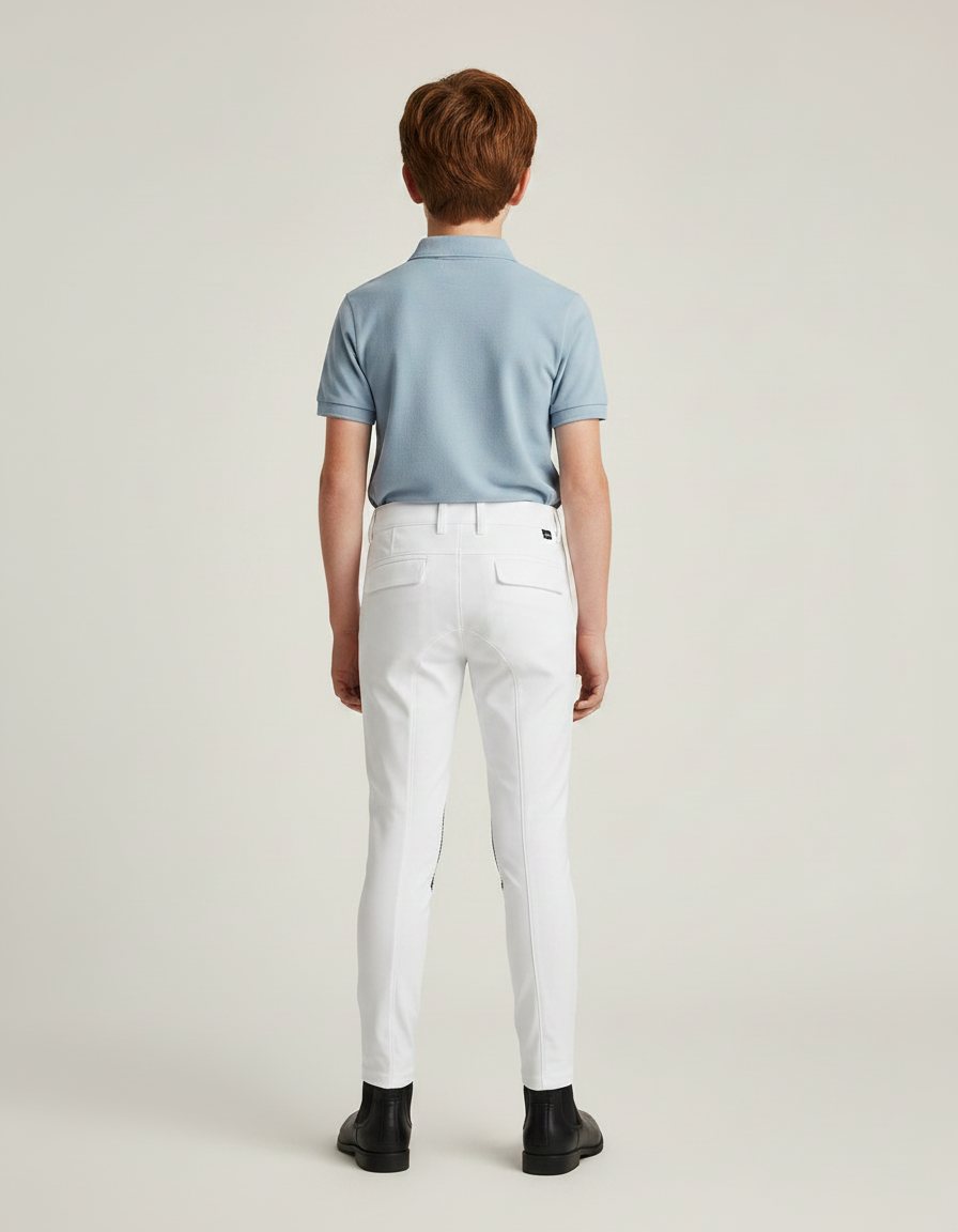Pantalon Équitation Blanc Silicone Garçon Ajusté - Polyester - vue 2