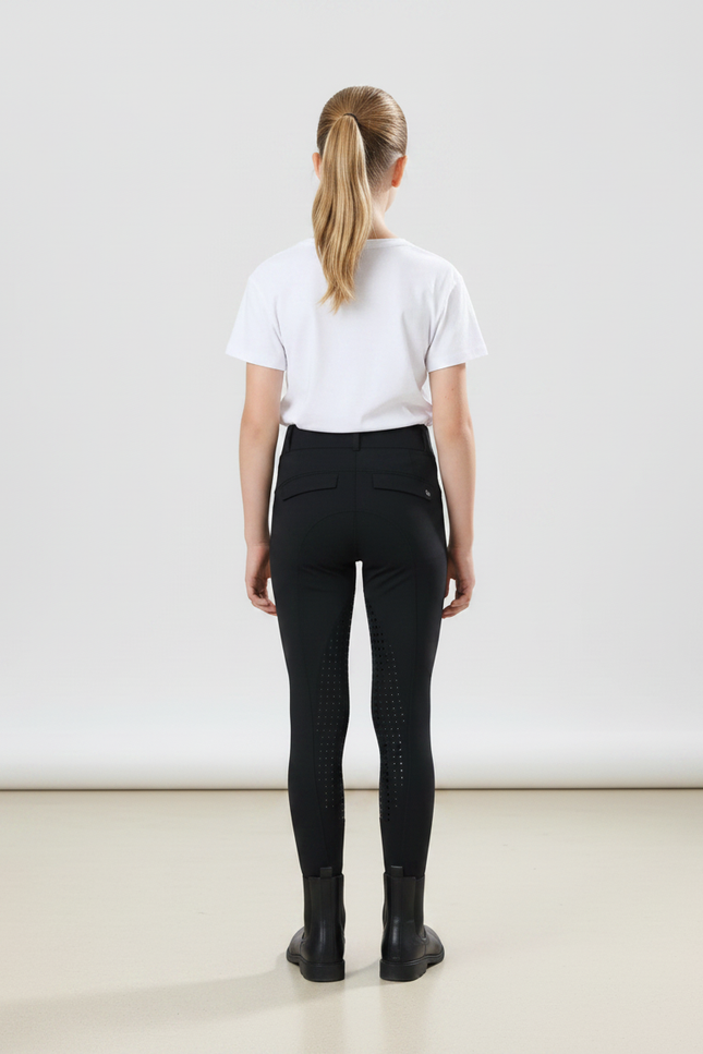 Pantalon Équitation Noir Enfant Silicone Stretch - Polyester - vue 2