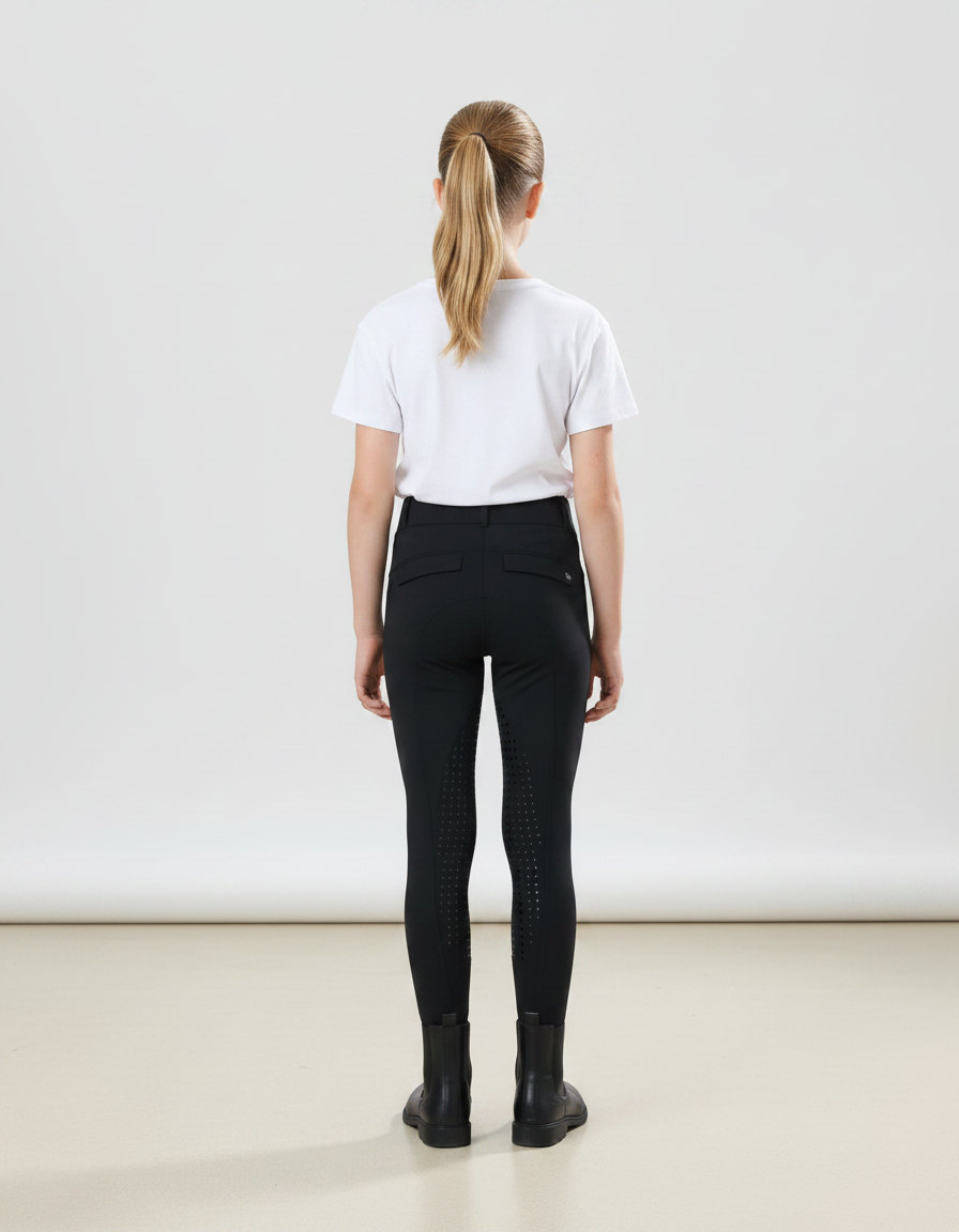 Pantalon Équitation Noir Enfant Silicone Stretch - Polyester - vue 2