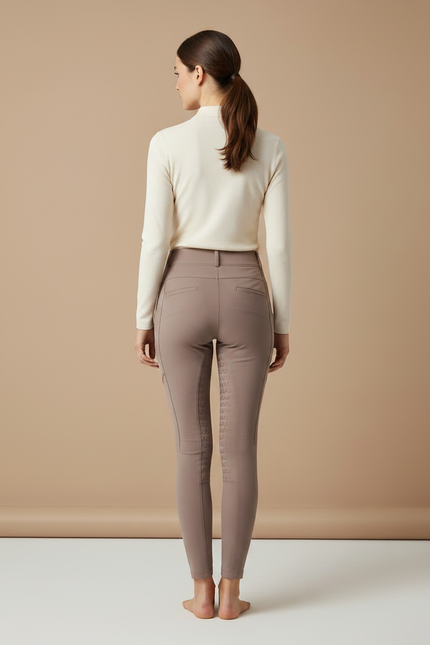 Pantalon Équitation Beige Silicone Ajusté Confortable Femme - Polyester - vue 2